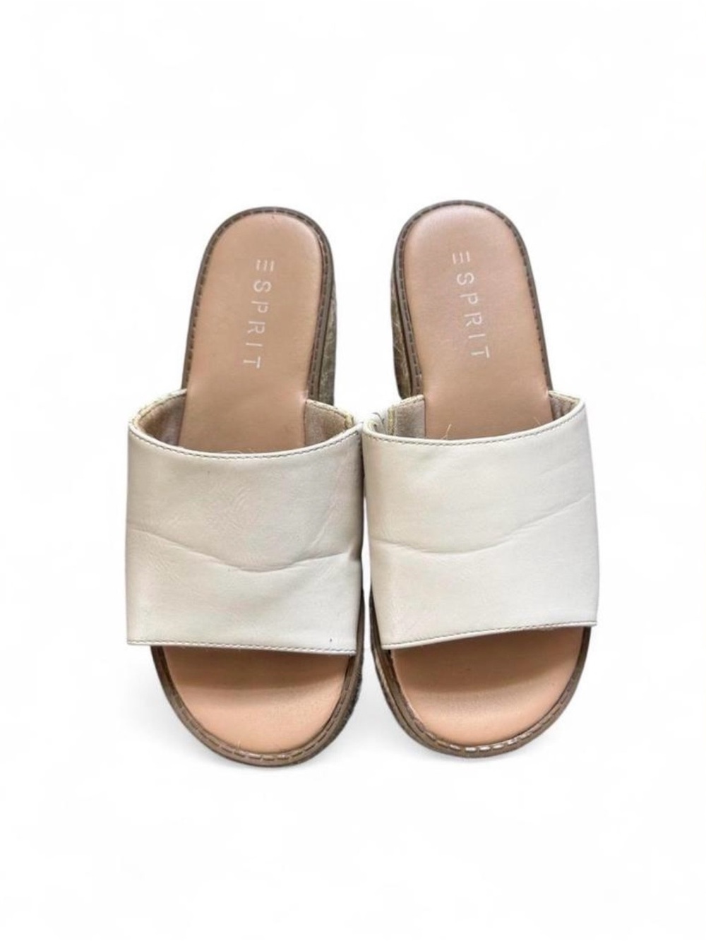 Esprit Cream Wide-Band Slide Mules